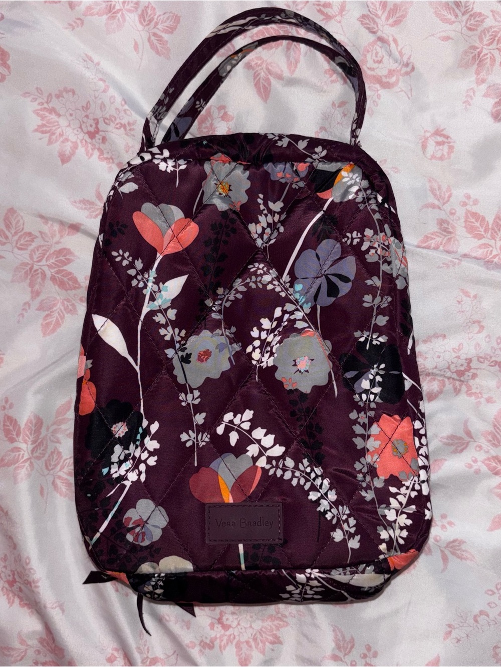 Vera Bradley Plum Floral Quilted Lunch Bag